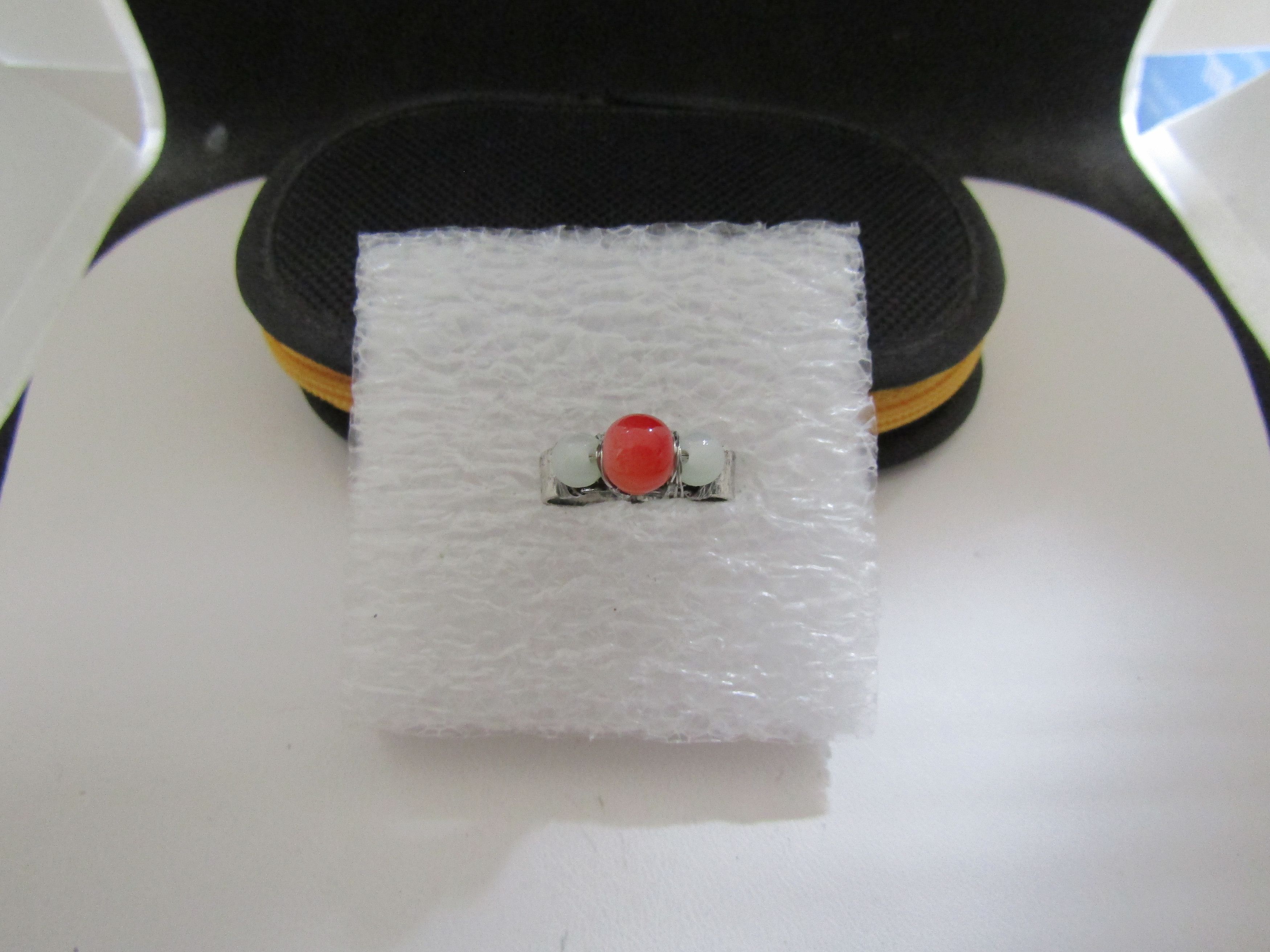 Handmade Crystal Beads Tibetan Silver Ring with Jade beads - Size 5 Size ONE SIZE - 1 Thumbnail