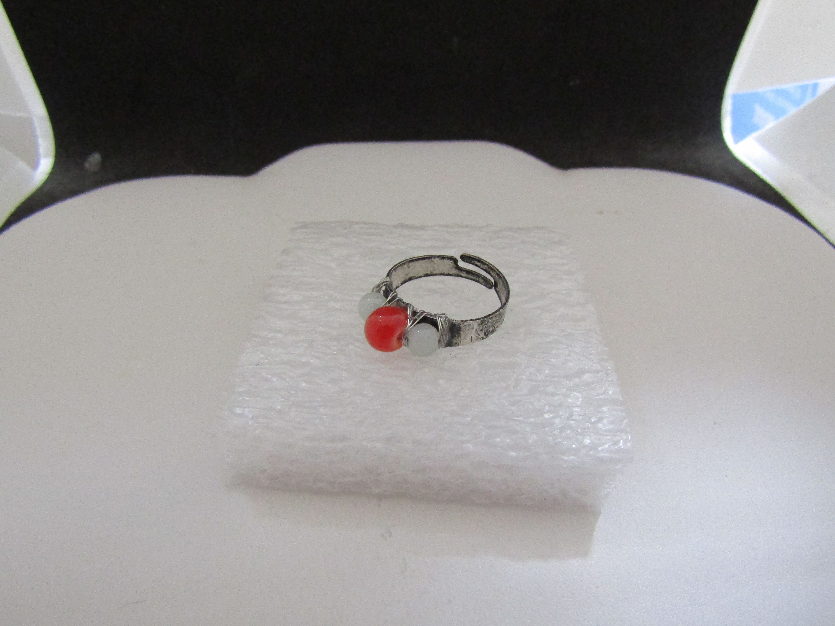 Handmade Crystal Beads Tibetan Silver Ring with Jade beads - Size 5 Size ONE SIZE - 3 Thumbnail