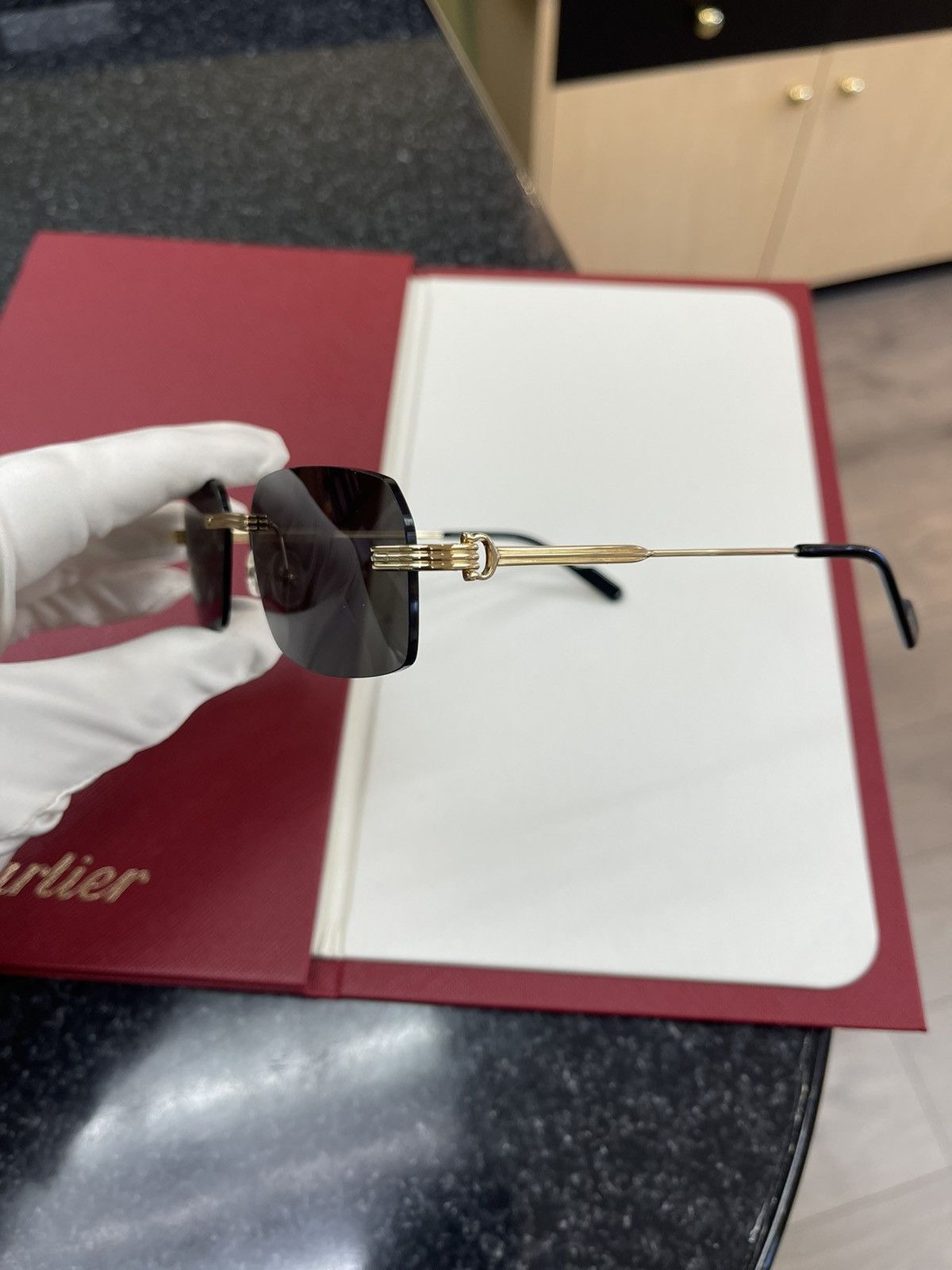 Cartier Cartier Big C Decor Gold Rimless Sunglasses Size ONE SIZE - 2 Thumbnail