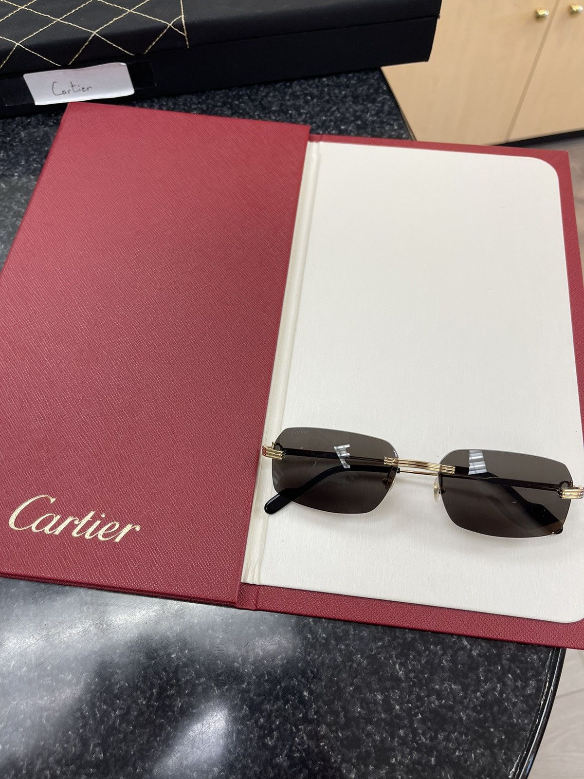 Cartier Cartier Big C Decor Gold Rimless Sunglasses Size ONE SIZE - 1 Thumbnail