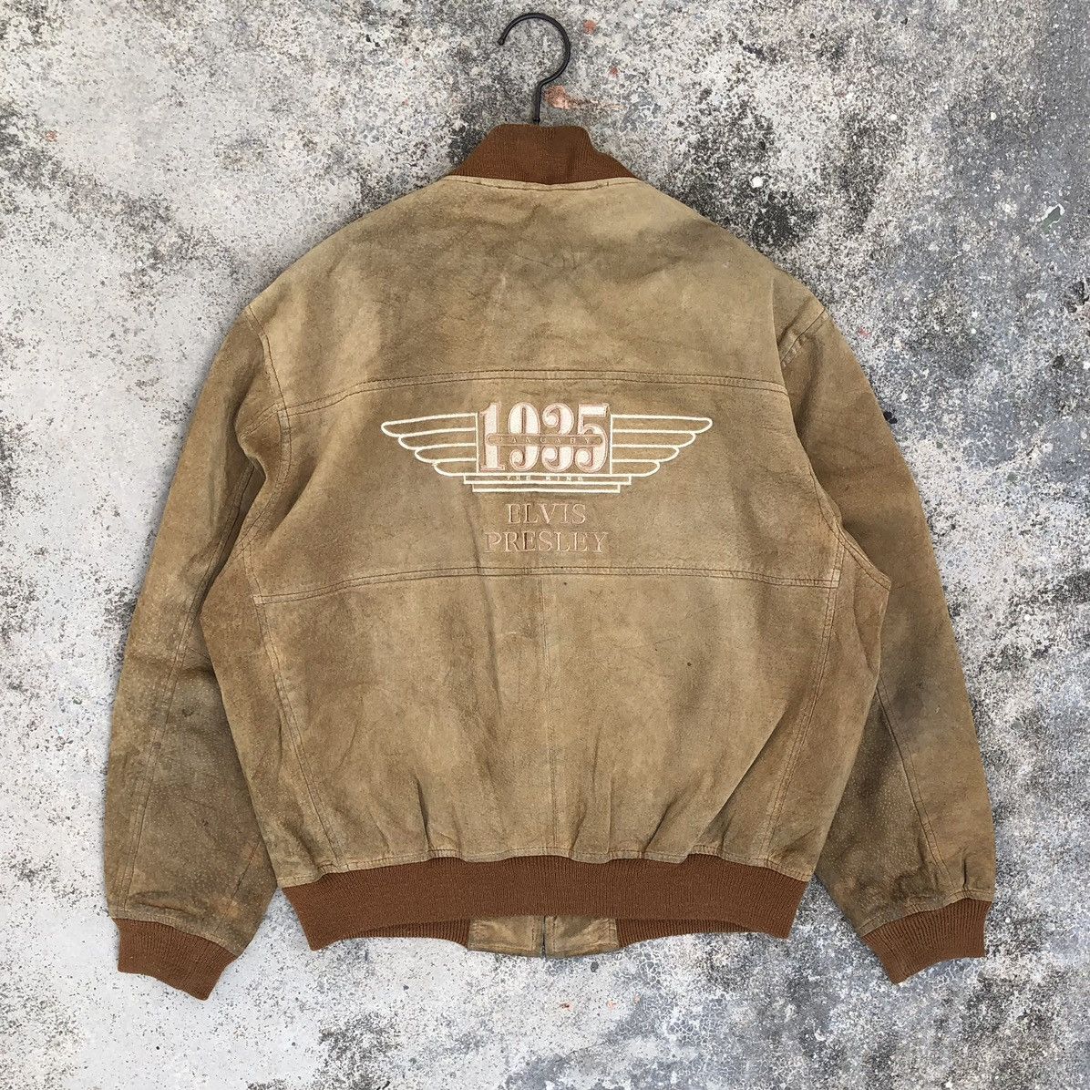 Genuine Leather Vintage 1935 The King ELVIS PRESLEY Leather Bomber Jacket Size US M / EU 48-50 / 2 - 4 Thumbnail