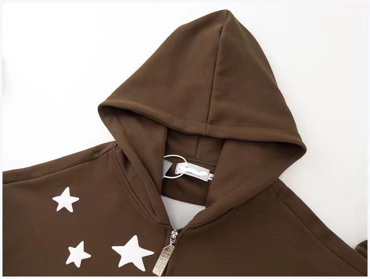 2023 New Star Letter Print Zipper Hoodies