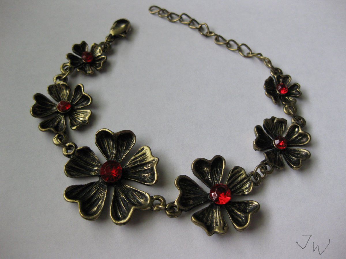 Jewelry Flower Bronze Chain Bracelet Size ONE SIZE - 1 Thumbnail