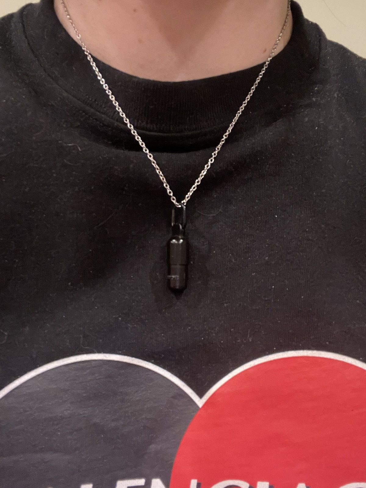 Rhude RARE Rhude Black Pill Pendant Silver Roll Chain Necklace Size ONE SIZE - 5 Thumbnail