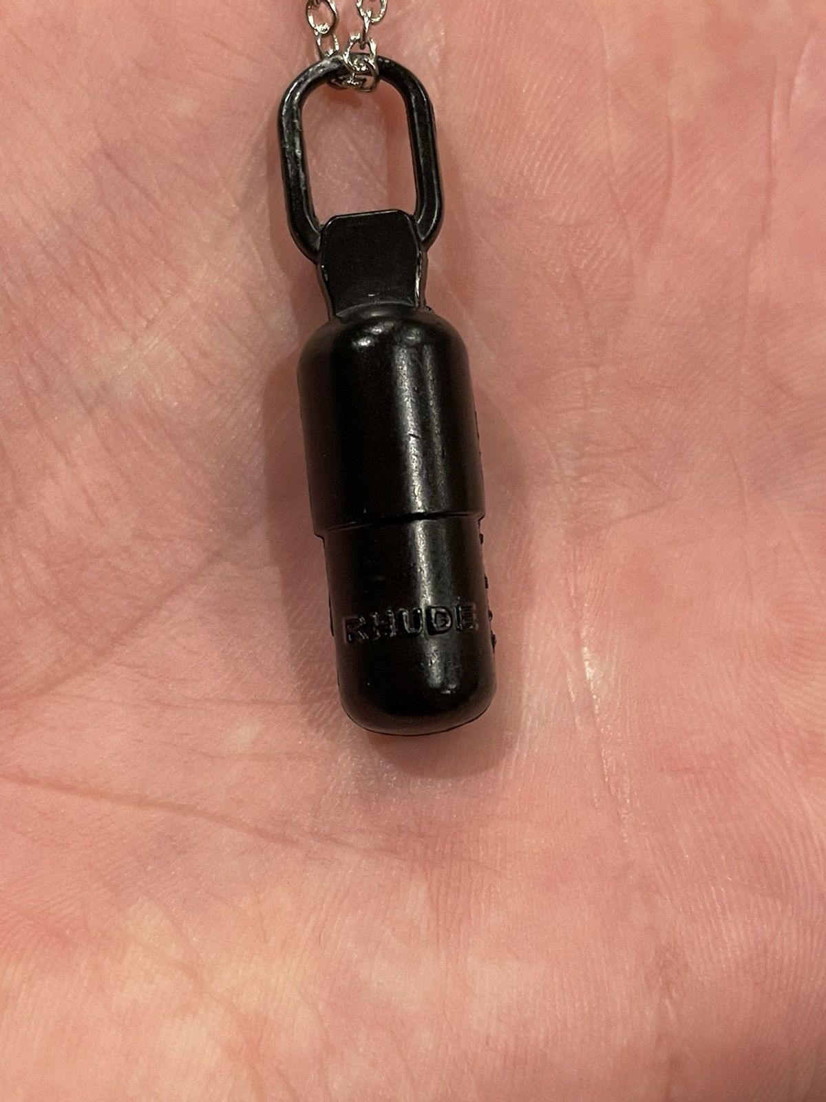Rhude RARE Rhude Black Pill Pendant Silver Roll Chain Necklace Size ONE SIZE - 4 Thumbnail