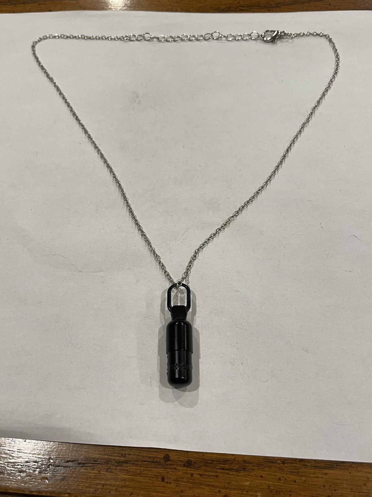 Rhude RARE Rhude Black Pill Pendant Silver Roll Chain Necklace Size ONE SIZE - 6 Thumbnail