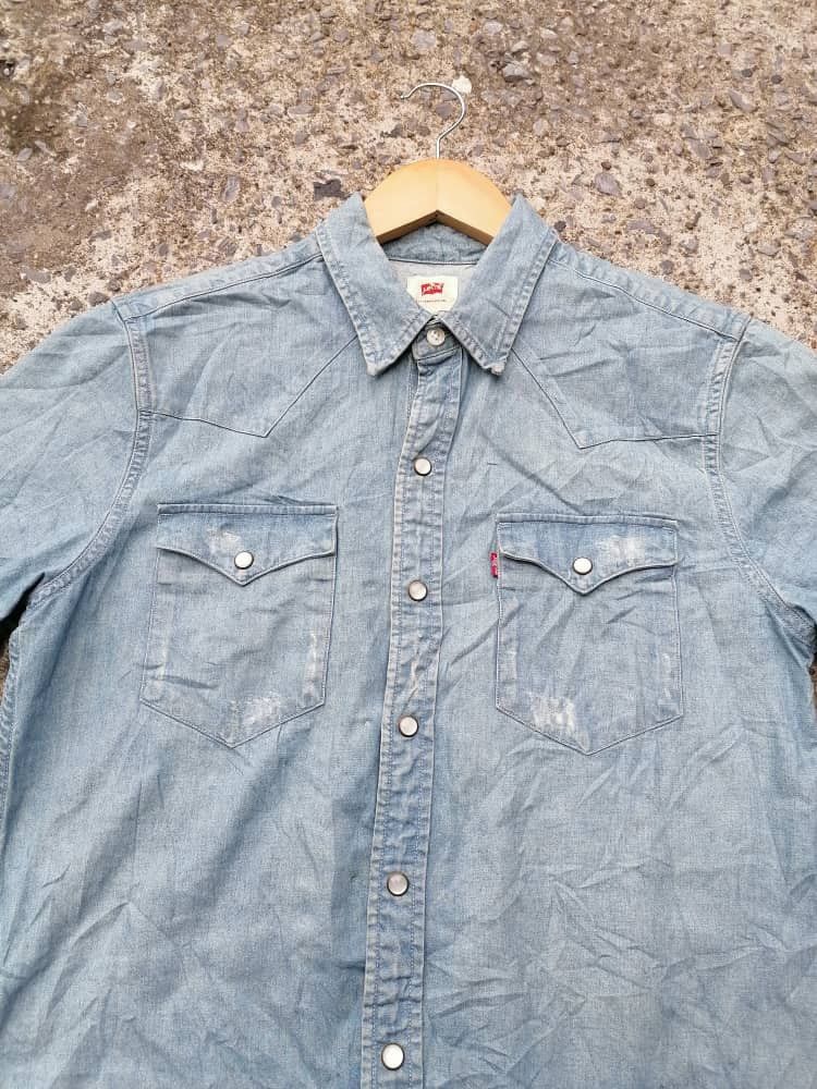 Levi's × Levi's Vintage Clothing Levi's Strauss Denim Buttons Shortsleeve Shirt Size US M / EU 48-50 / 2 - 2 Thumbnail