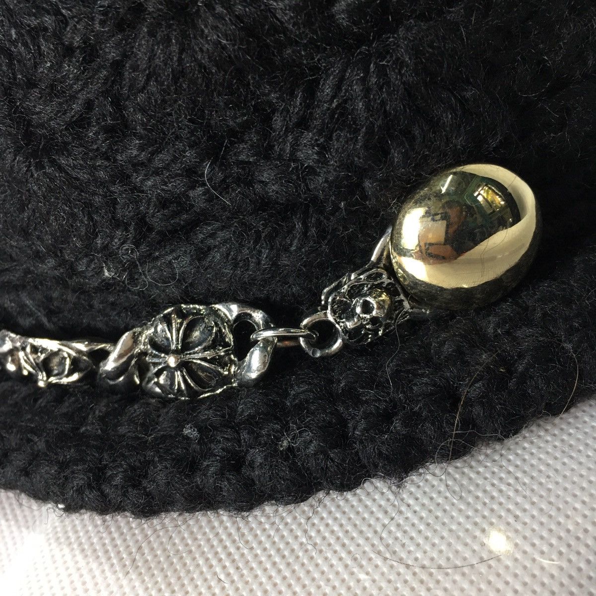 Beauty Beast Rare! Skull Dagger Chain Gothic Fedora Hat Inspired CH Size ONE SIZE - 5 Thumbnail