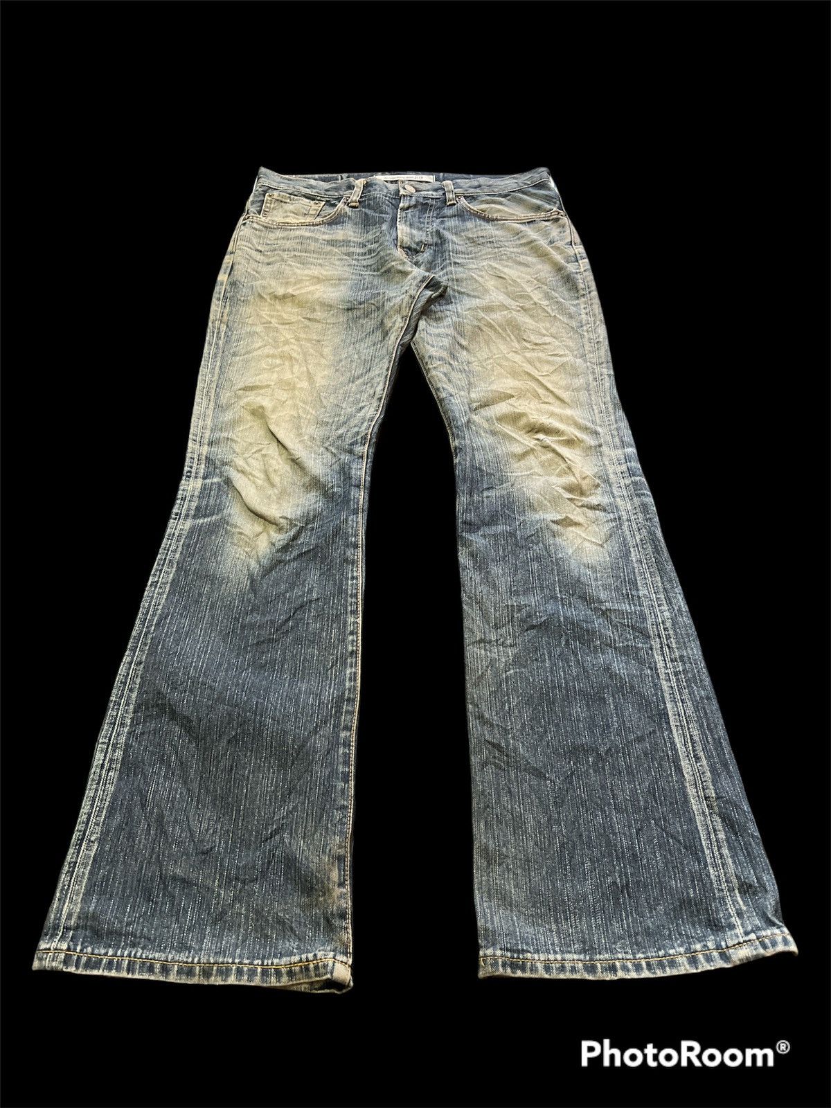 Japanese Brand Vintage Edwin Distressed Washer Flare Denim Pants Size US 34 / EU 50 - 2 Thumbnail