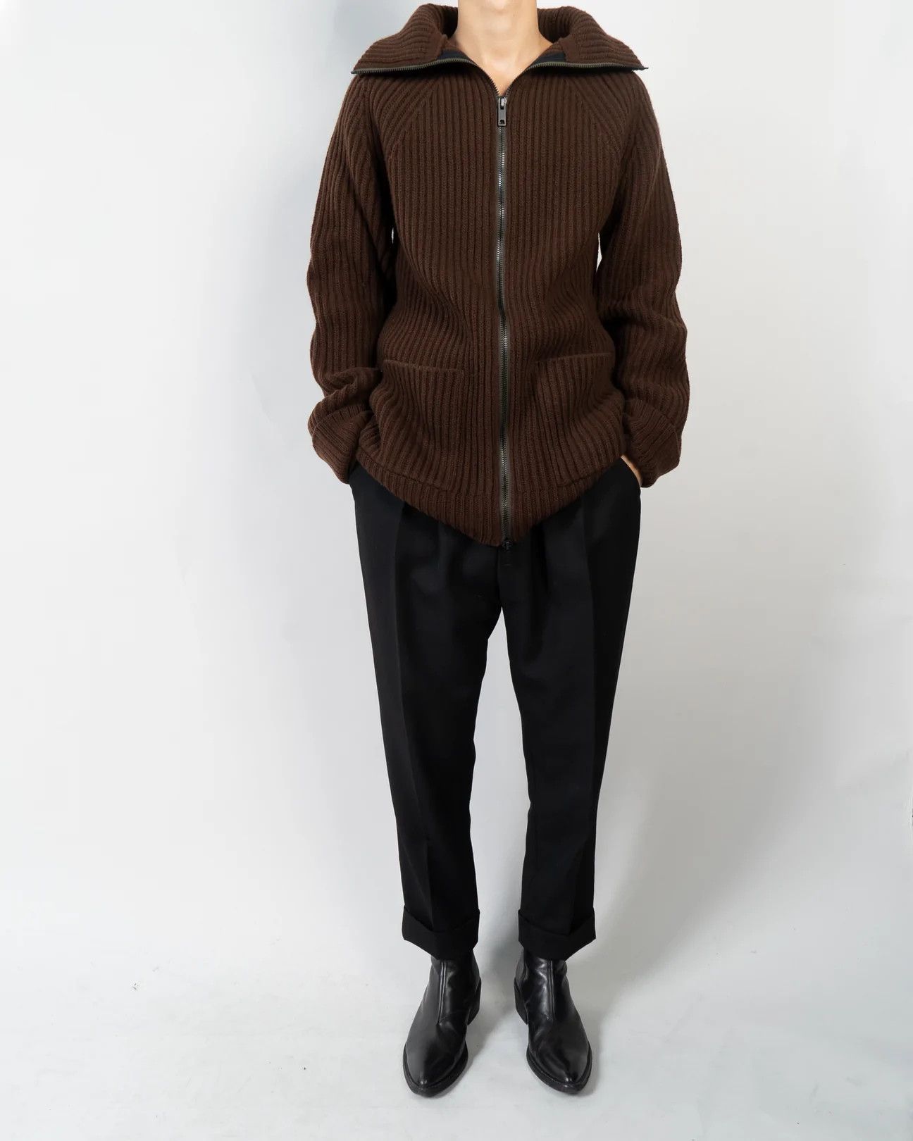 Haider Ackermann FW20 Chunky Knit Brown Cardigan Sample Size US S / EU 44-46 / 1 - 2 Thumbnail
