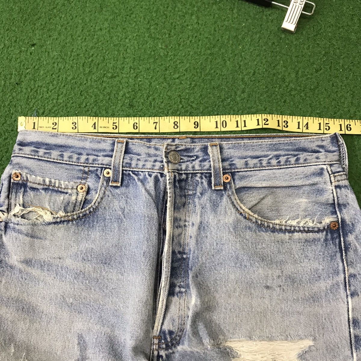 Levi's Vintage Levis 501xx Thrashed Jeans Kurt Cobain Size US 31 - 22 Thumbnail