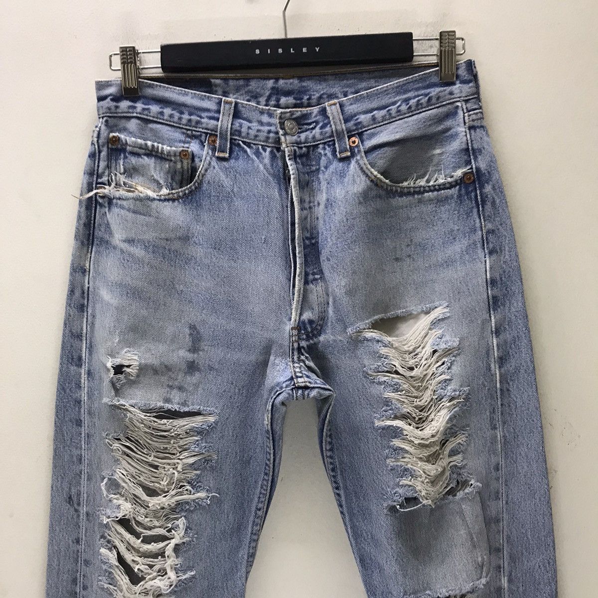 Levi's Vintage Levis 501xx Thrashed Jeans Kurt Cobain Size US 31 - 3 Thumbnail