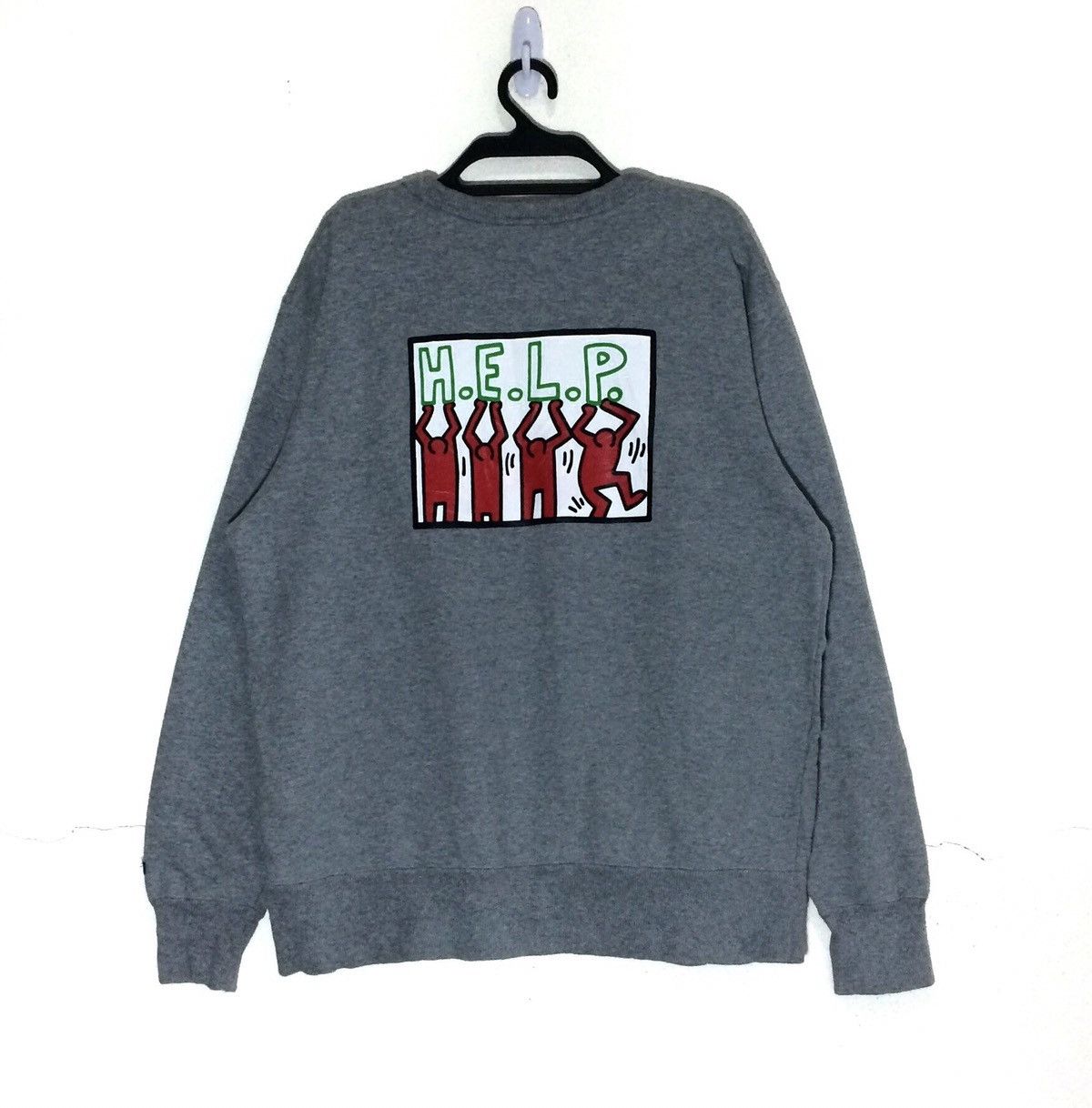 Keith Haring K.haring PopArt H.E.L.P. Skateboard PunkRock Pullover Jumpe Size US M / EU 48-50 / 2 - 1 Thumbnail