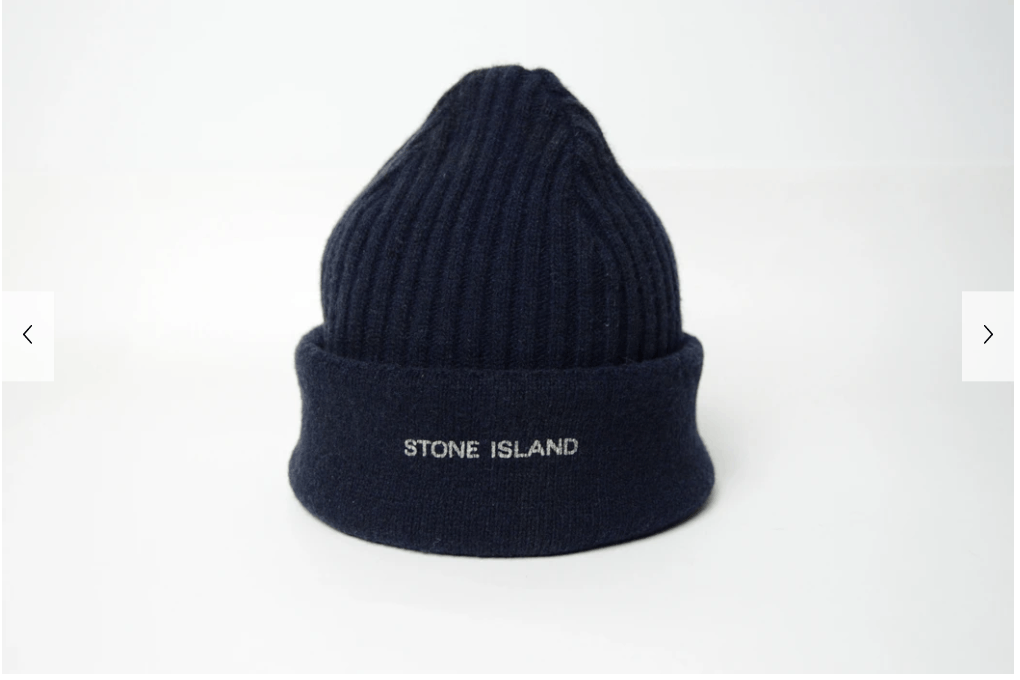 image of Archival Clothing x Stone Island Reversible Ribbed Beanie in Navy, Men's