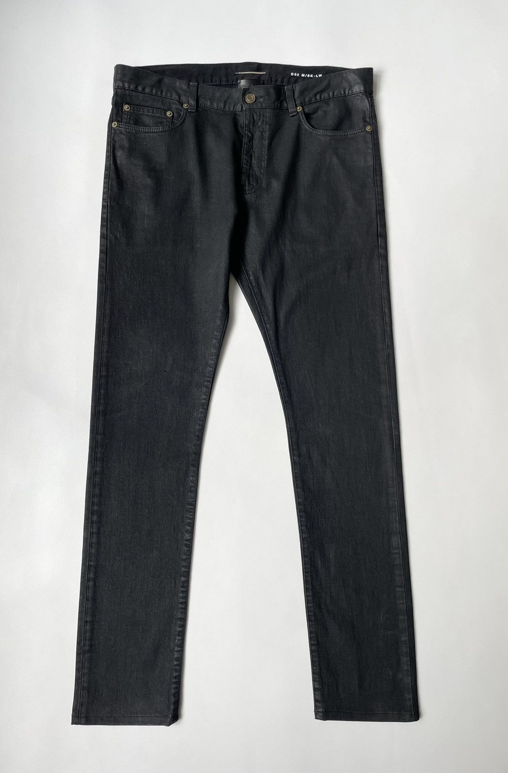 image of Saint Laurent Paris S/s 13 D02 Black Waxed Jeans, Men's (Size 34)