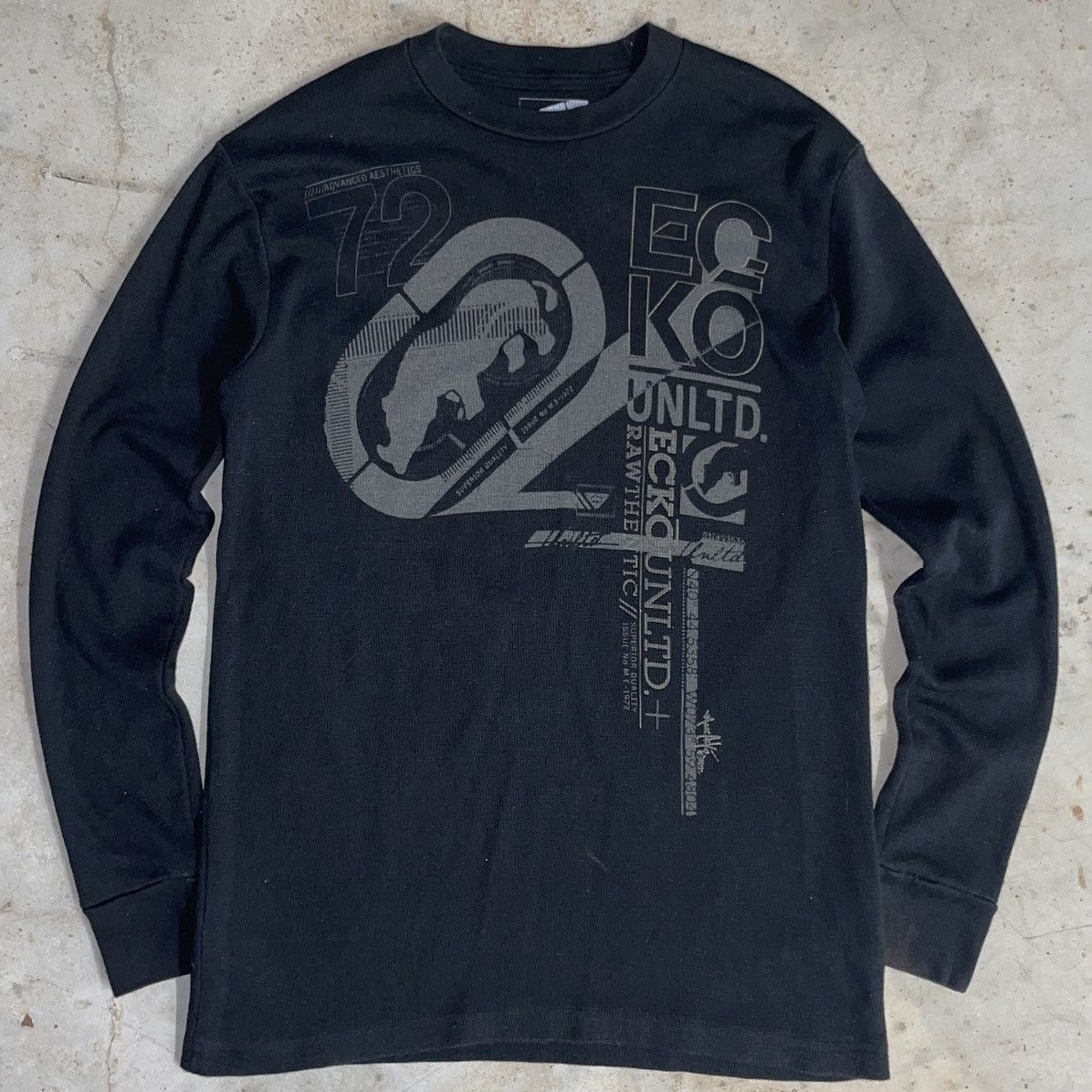 Ecko Unltd. Crazy Y2K Ecko Unltd. Cyber Grunge Punk Black Thermal LS ...