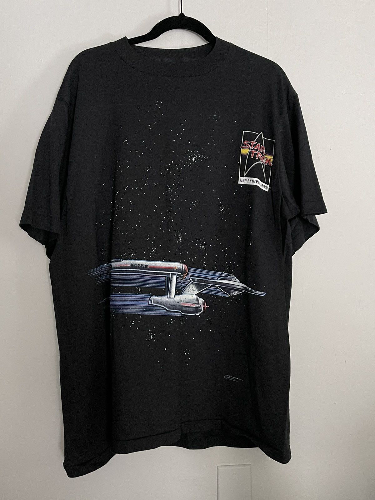 image of Movie x Vintage 1991 Star Trek Tshirt 25Th Anniversary in Black, Men's (Size XL)