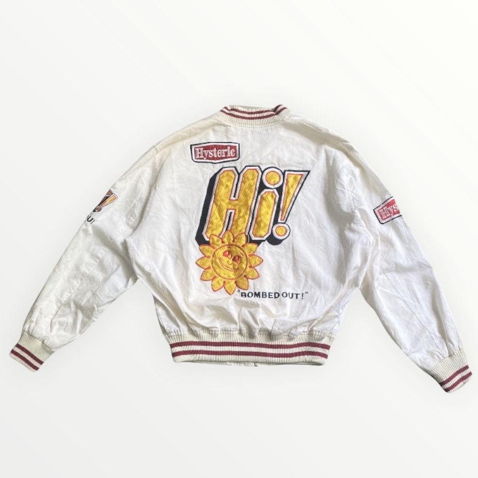 image of Vintage Hysteric Glamour Embroidered Cotton Stadium Jacket in White, Men's (Size Medium)