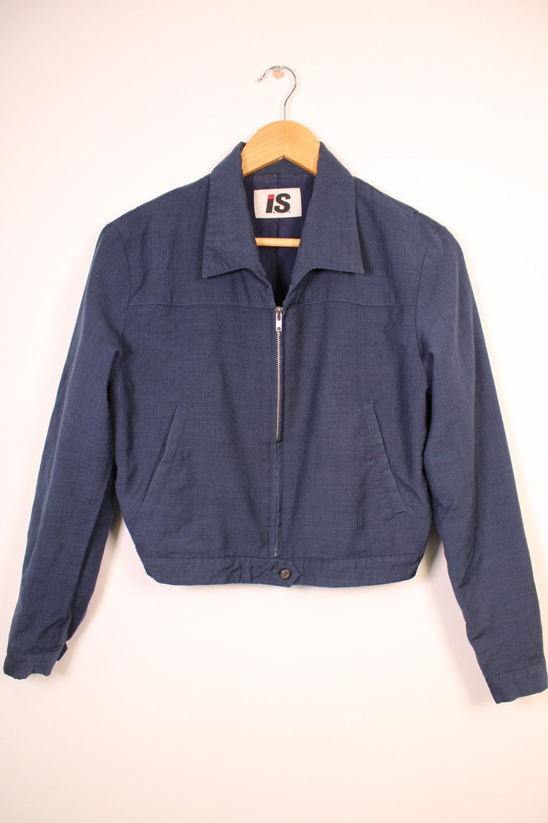 image of Issey Miyake Issey Sport Cropped Linen Jacket in Blue, Women's (Size Small)