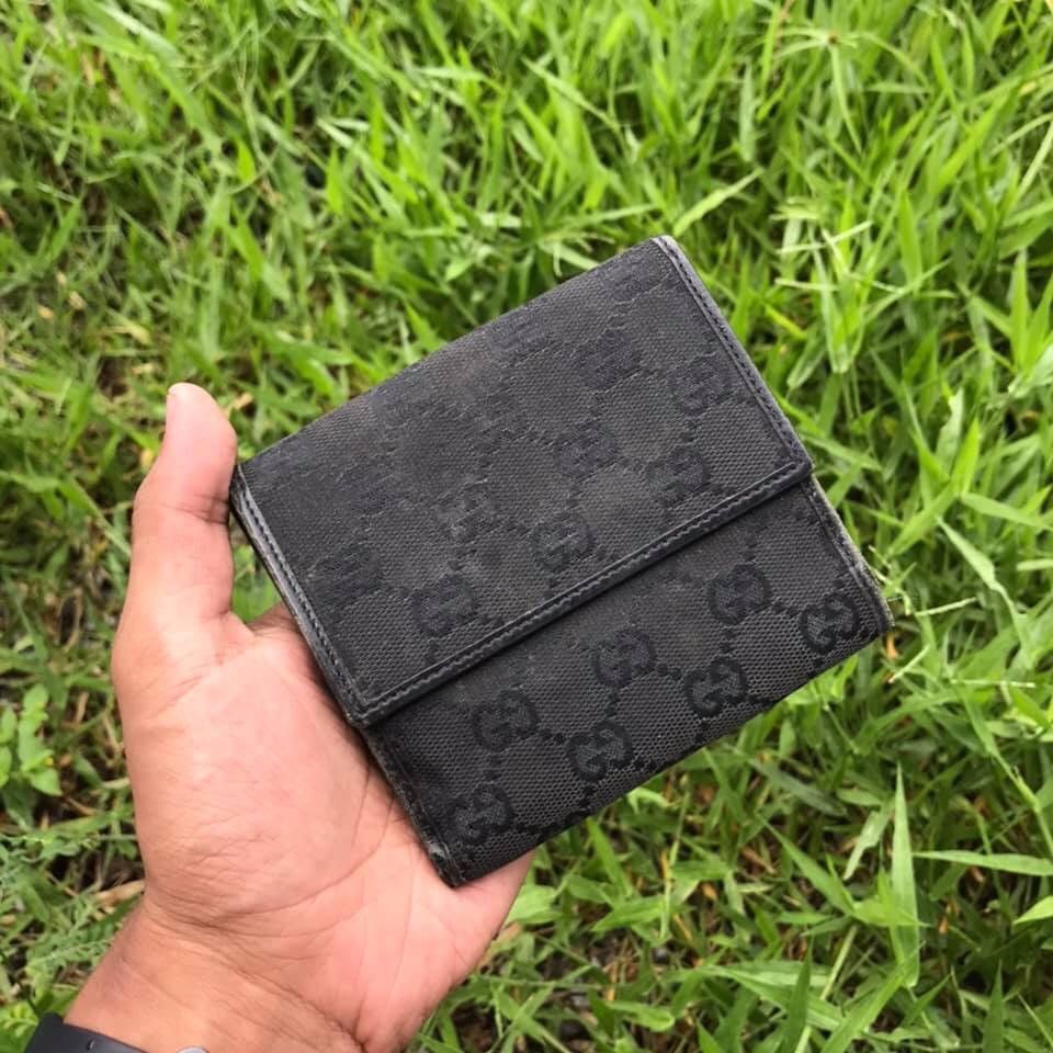 Gucci Vintage Gucci Black Monogram Clipper Wallet Size ONE SIZE - 3 Thumbnail