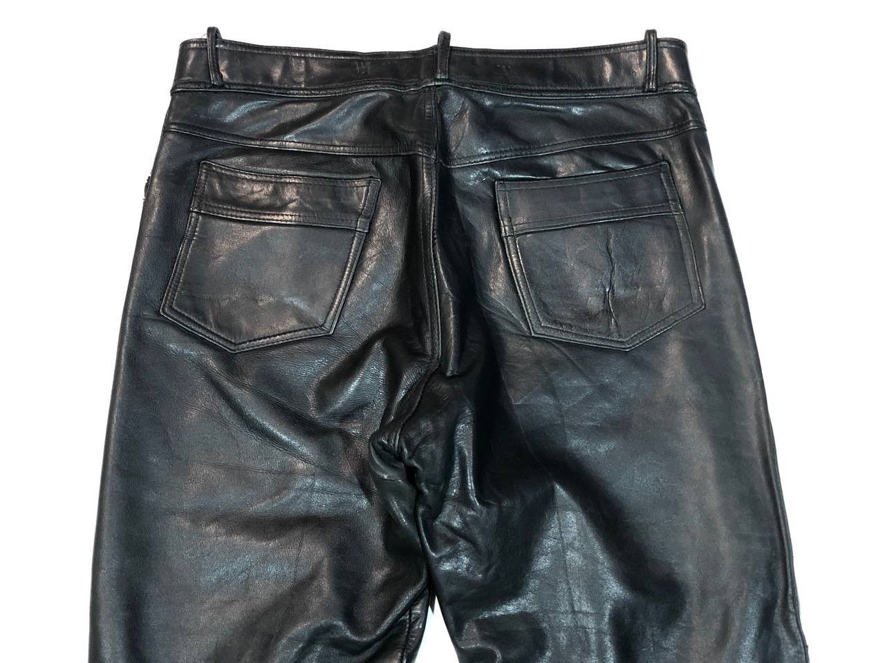 Japanese Brand × Leather Biker Leather Pants Black Size US 33 - 6 Thumbnail