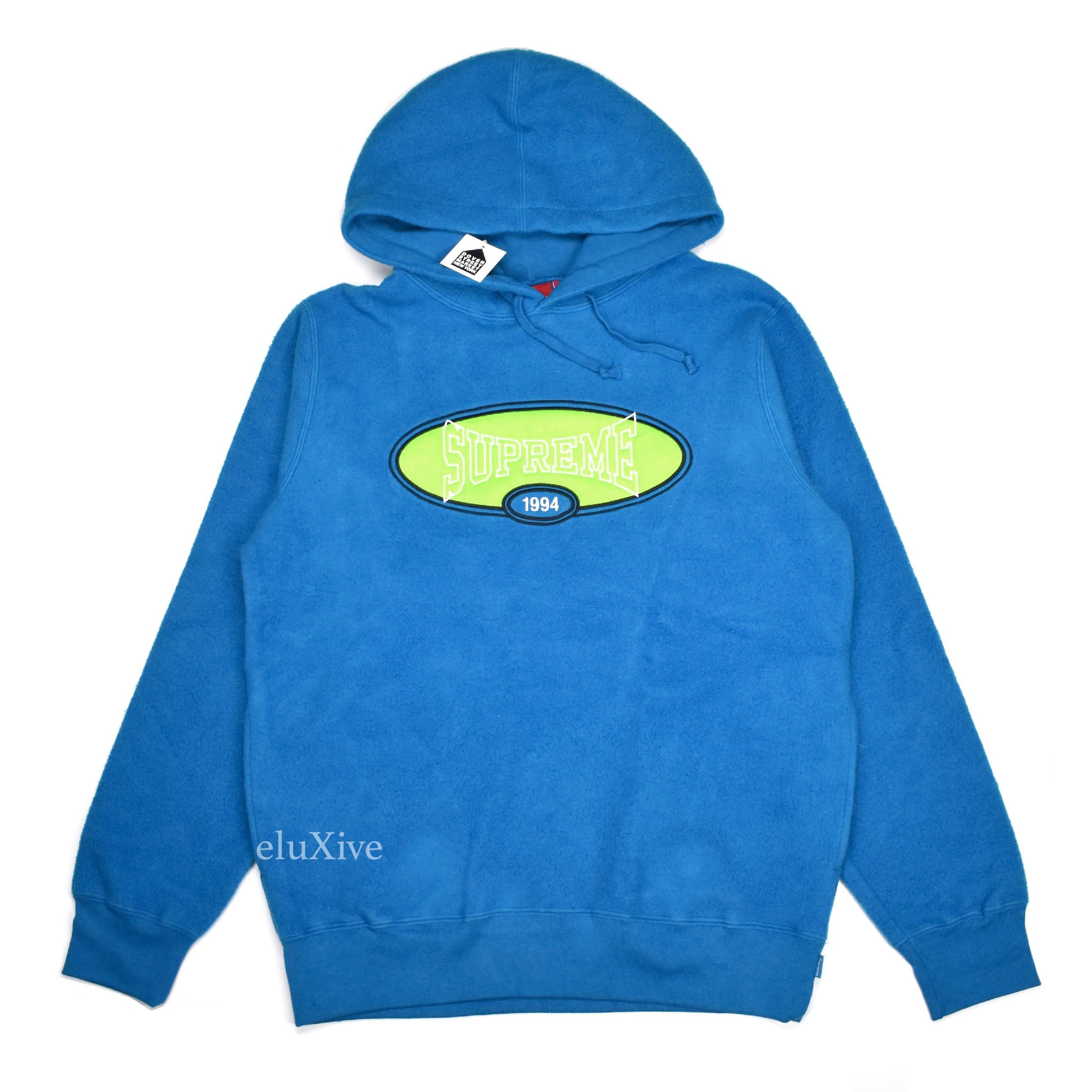Pre-owned Supreme Aqua Reverse Fleece Logo Hoodie Ds