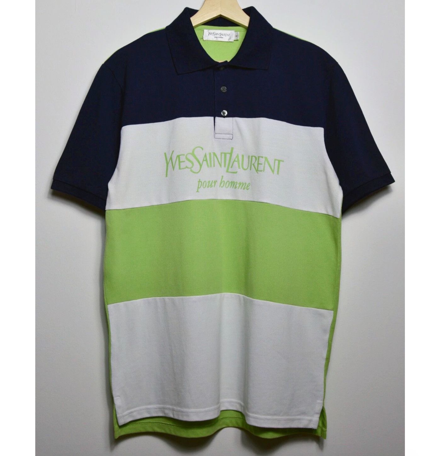 Yves Saint Laurent rare multicolor spell out polo Size US L / EU 52-54 / 3 - 2 Thumbnail