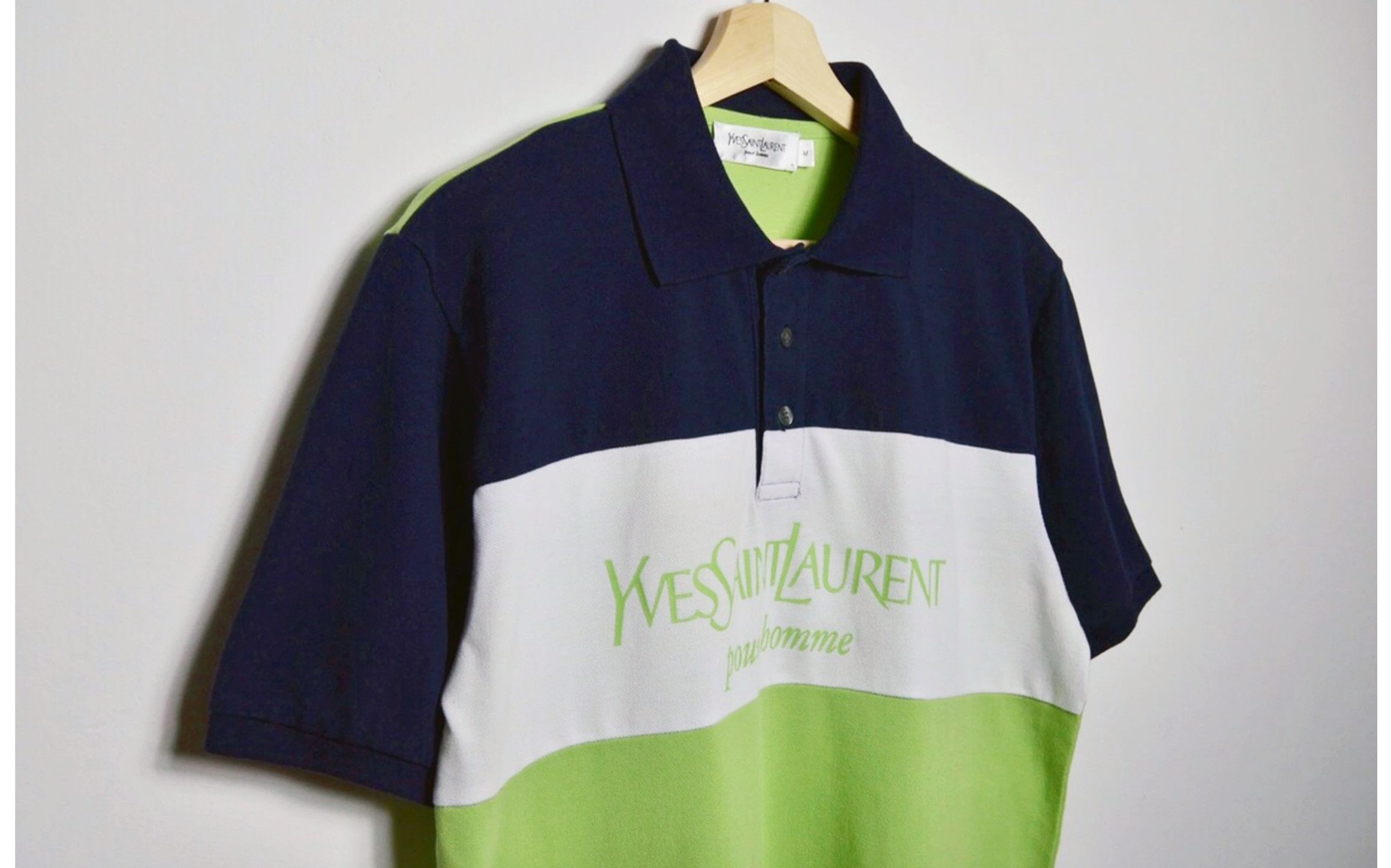 Yves Saint Laurent rare multicolor spell out polo Size US L / EU 52-54 / 3 - 1 Thumbnail
