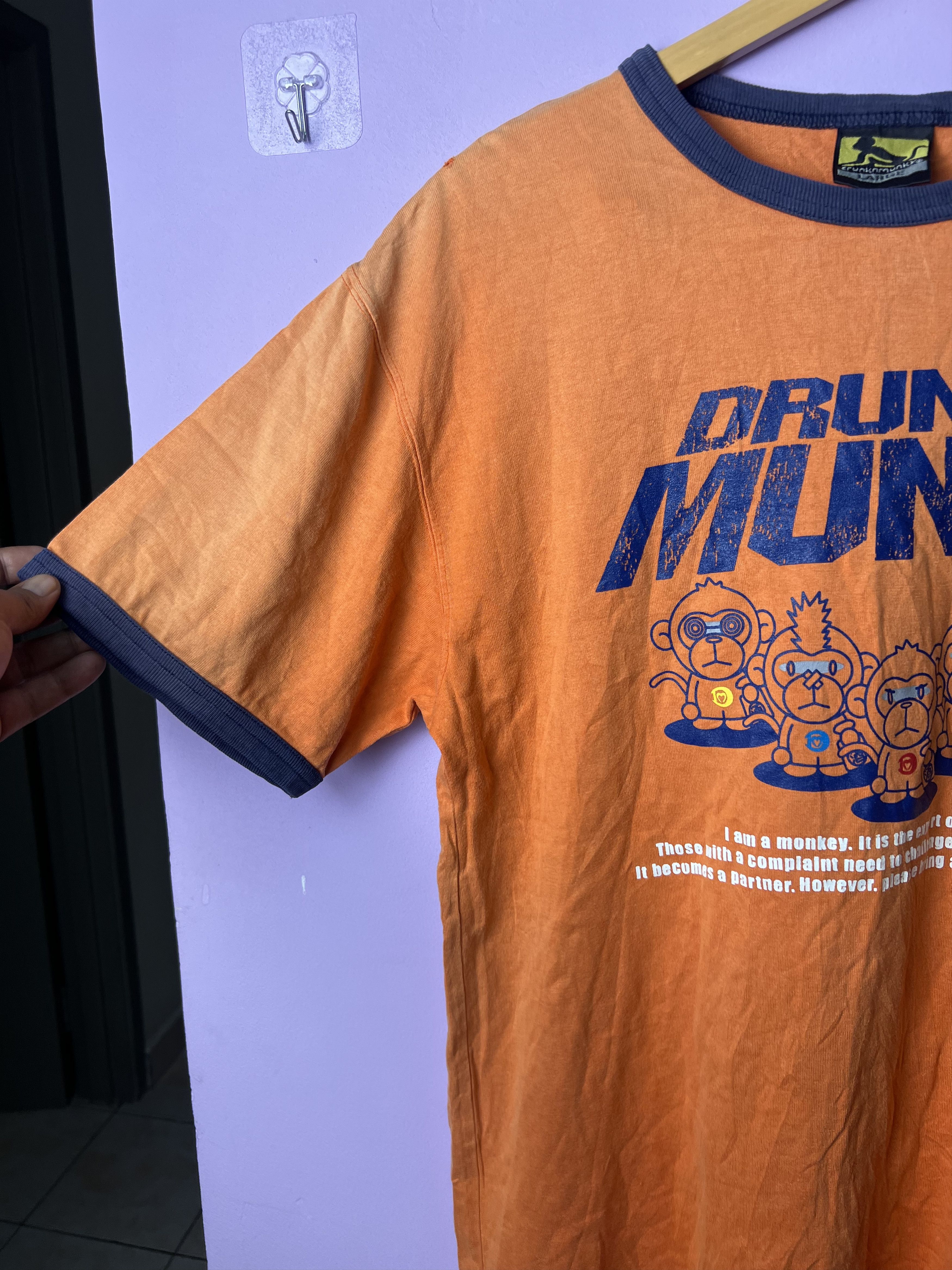 DrunknMunky 🔥Rare Distressed Drunkn Munky Ringer Tees Size US M / EU 48-50 / 2 - 9 Thumbnail
