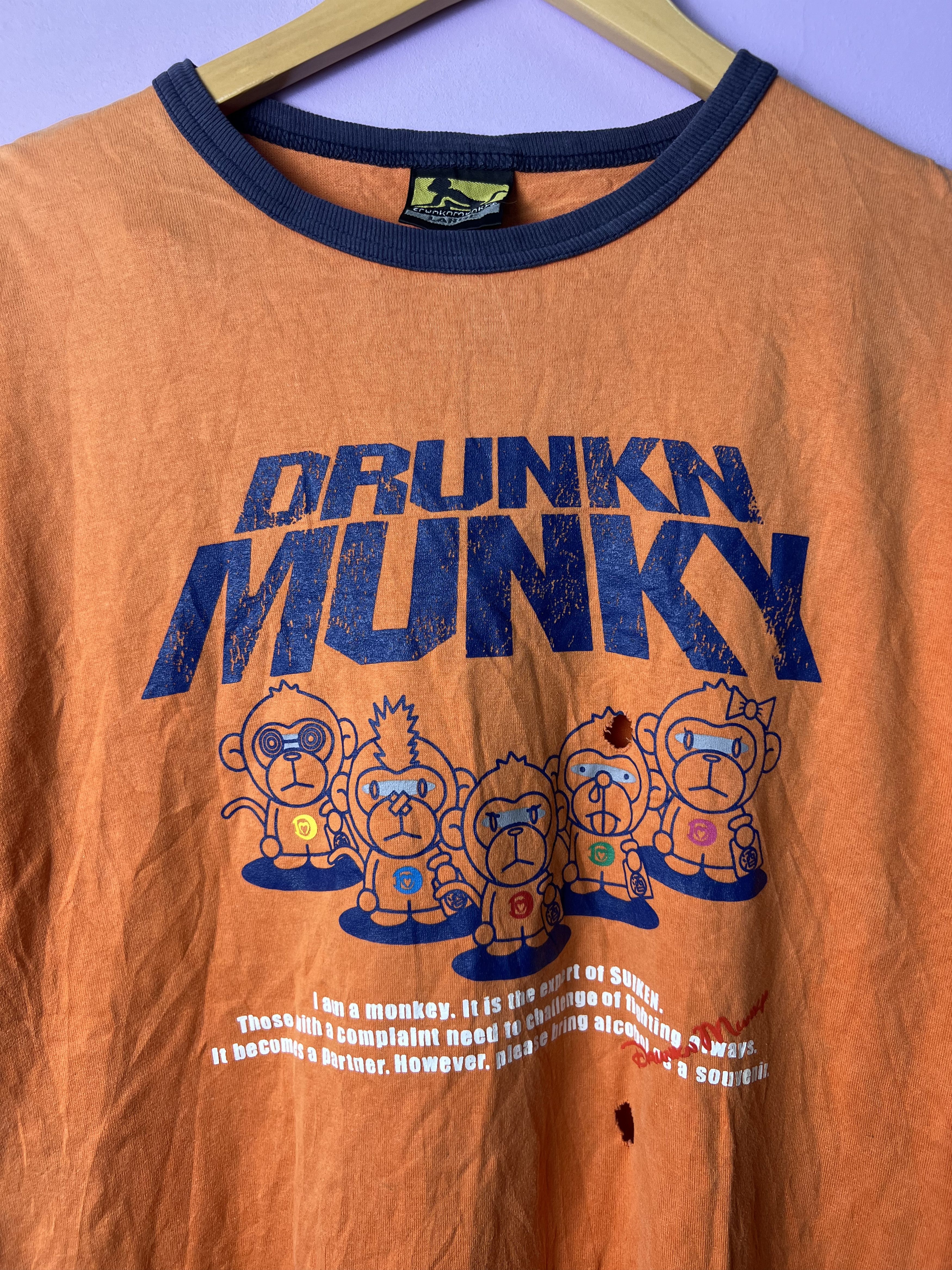 DrunknMunky 🔥Rare Distressed Drunkn Munky Ringer Tees Size US M / EU 48-50 / 2 - 7 Thumbnail
