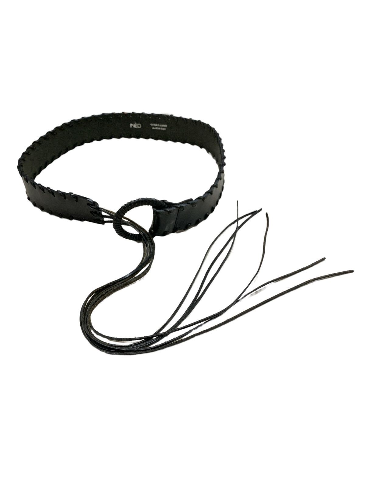 image of Ined By Yohji Yamamoto Braided Bondage Leather Belt in Black, Men's (Size 28)