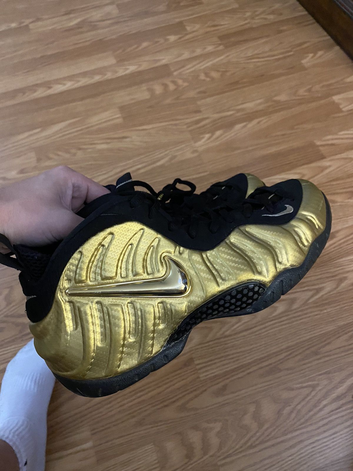 Nike Metallic gold foams | Grailed