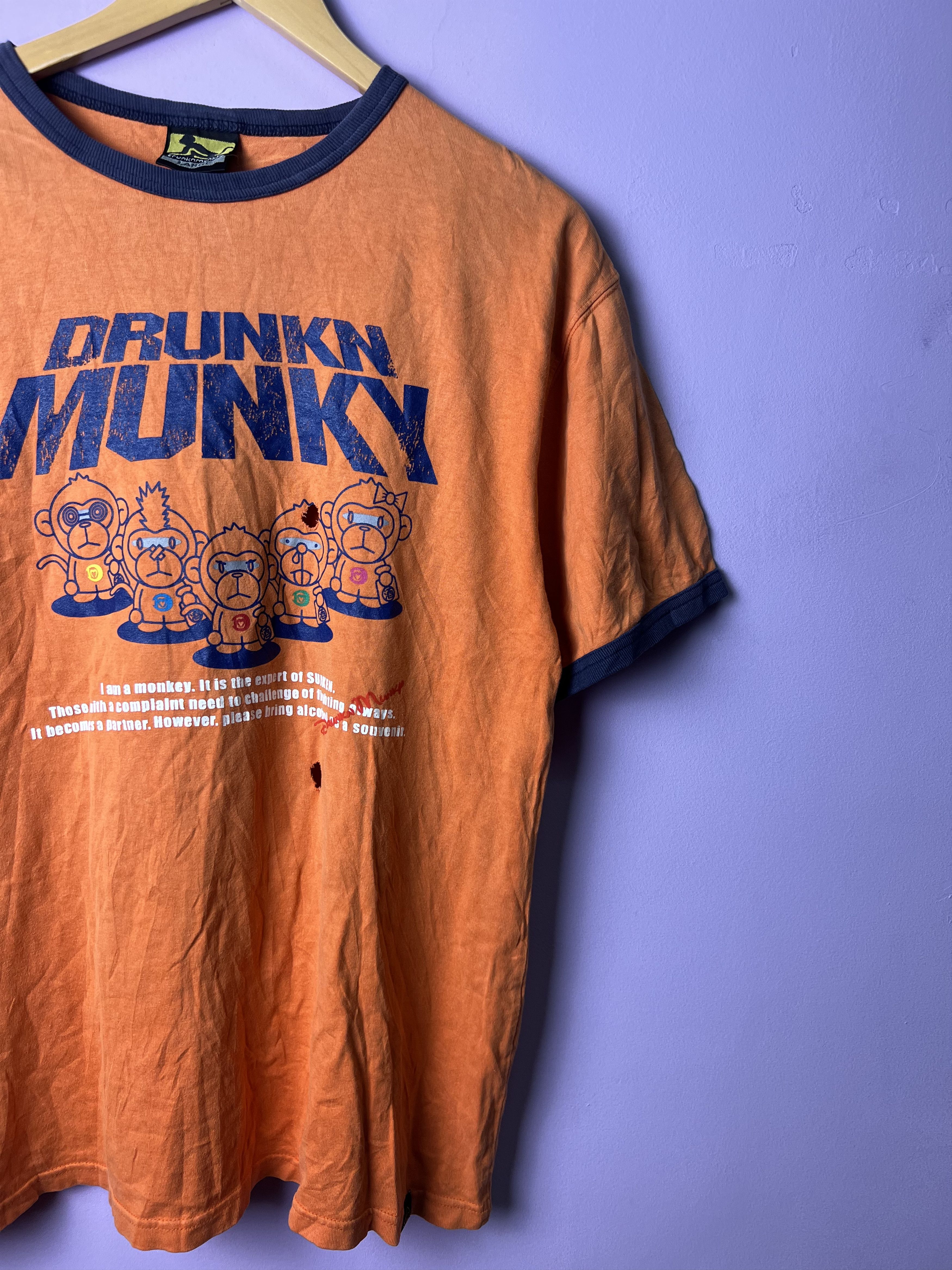 DrunknMunky 🔥Rare Distressed Drunkn Munky Ringer Tees Size US M / EU 48-50 / 2 - 5 Thumbnail