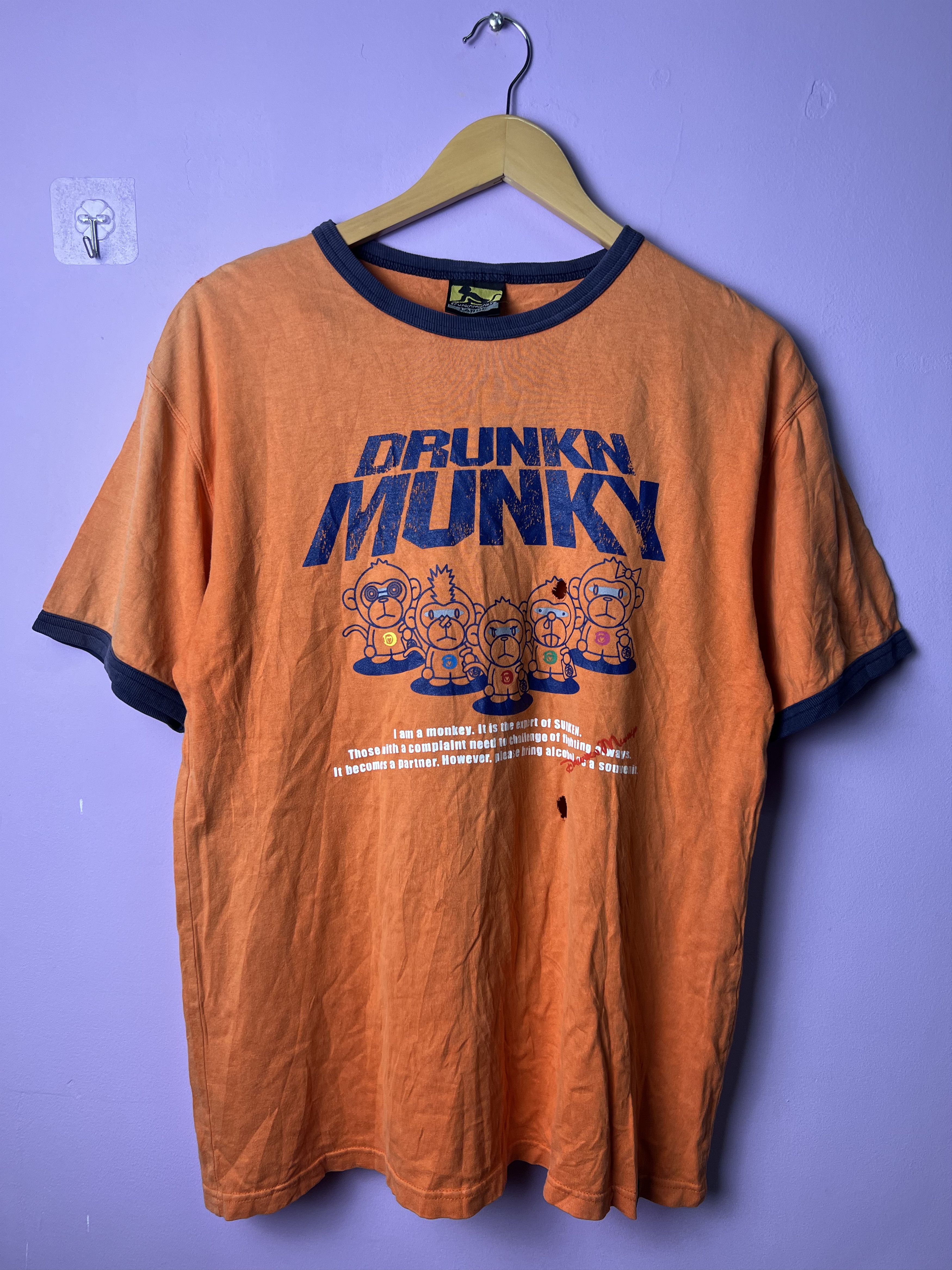 DrunknMunky 🔥Rare Distressed Drunkn Munky Ringer Tees Size US M / EU 48-50 / 2 - 1 Thumbnail