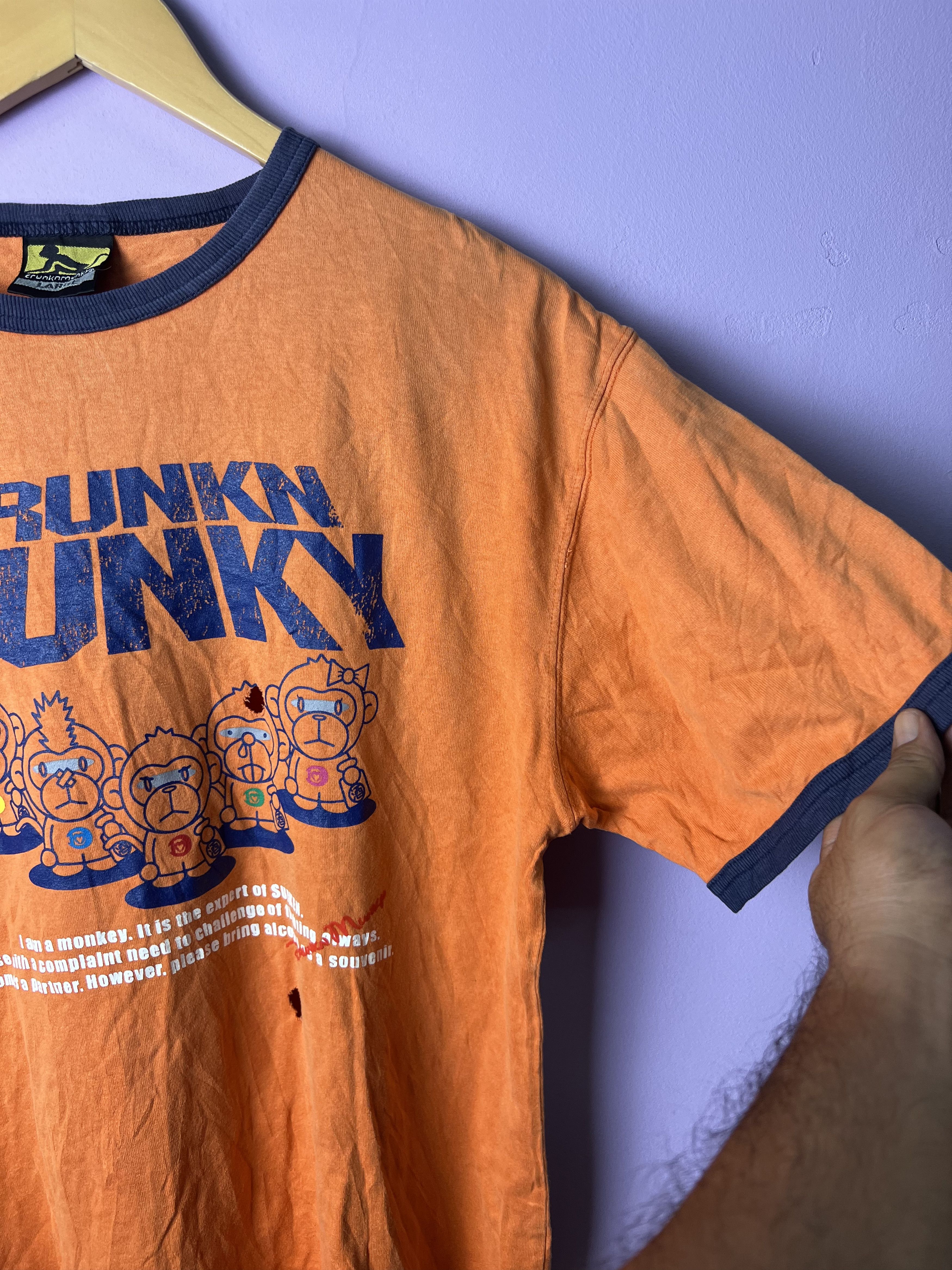 DrunknMunky 🔥Rare Distressed Drunkn Munky Ringer Tees Size US M / EU 48-50 / 2 - 8 Thumbnail