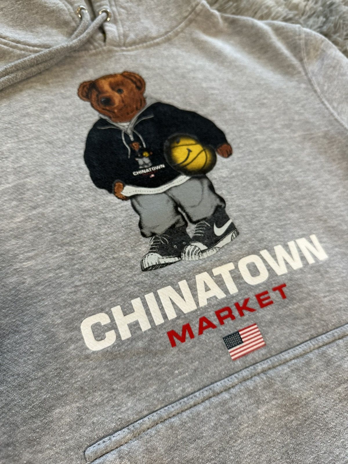 Market Chinatown Market USA Bear Hoodie Grey Small Grailed