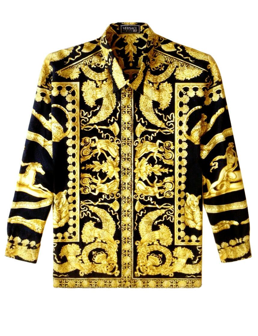 Vintage Gianni Versace Baroque Animal Print Silk Shirt – Recess