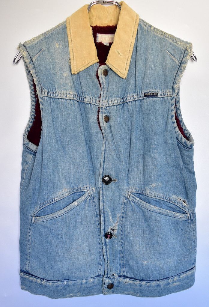 Blue Blue Japan damaged work vest denim jacket 28864 - 844 50 Size US M / EU 48-50 / 2 - 2 Thumbnail