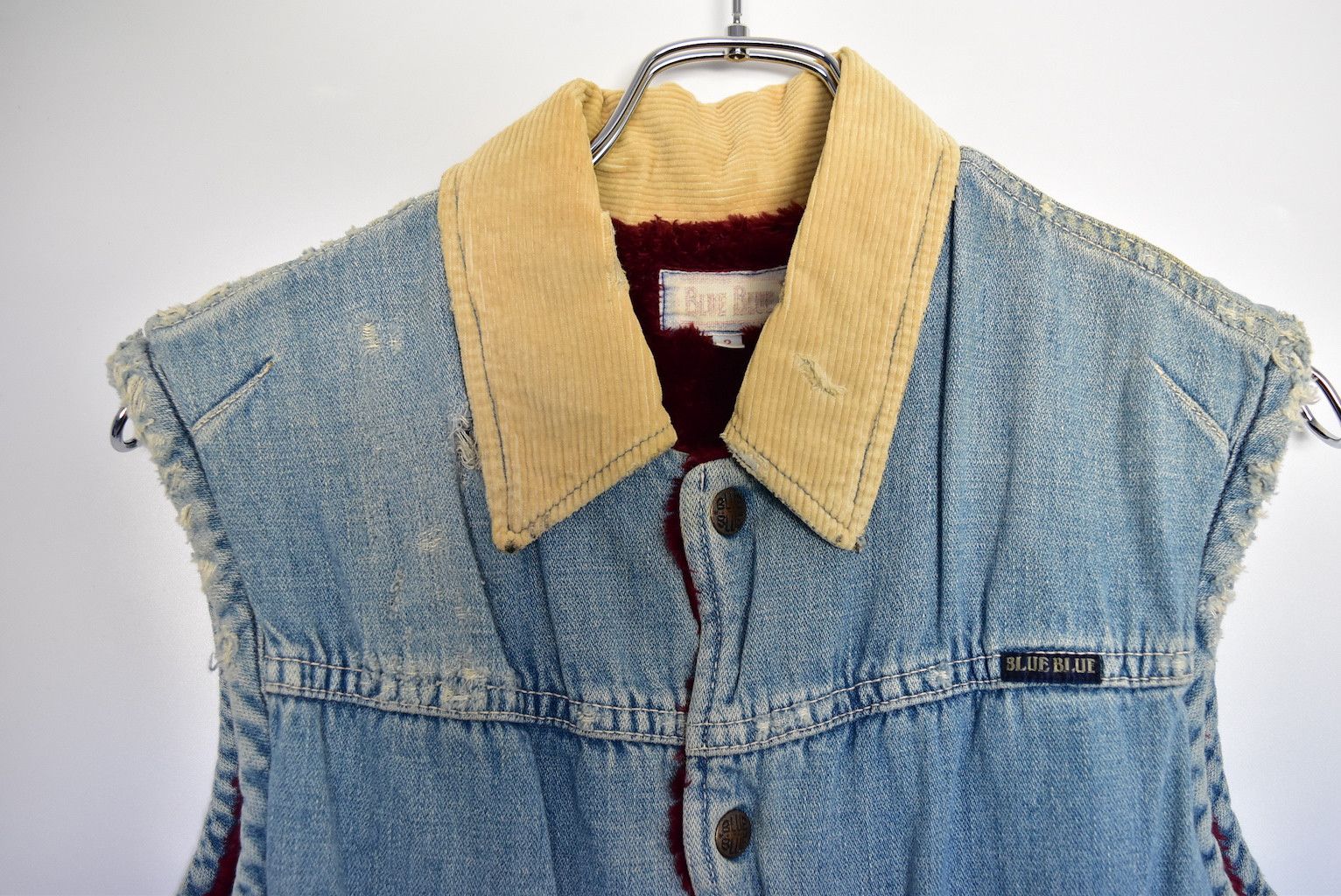 Blue Blue Japan damaged work vest denim jacket 28864 - 844 50 Size US M / EU 48-50 / 2 - 6 Thumbnail