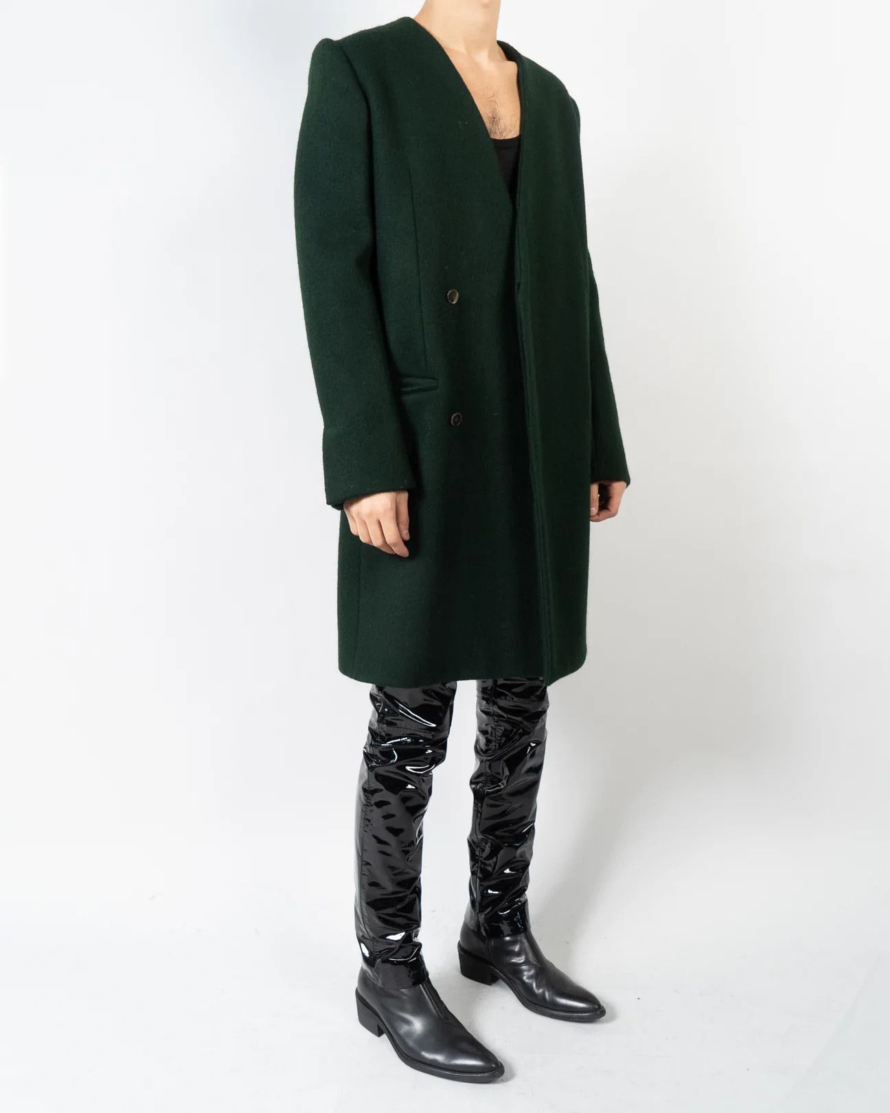 image of Haider Ackermann Fw13 Green Wool Coat Sample, Men's (Size Small)