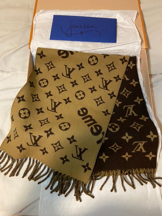 Louis Vuitton Supreme 17Aw Monogram Scarf Cashmere Bl… - Gem