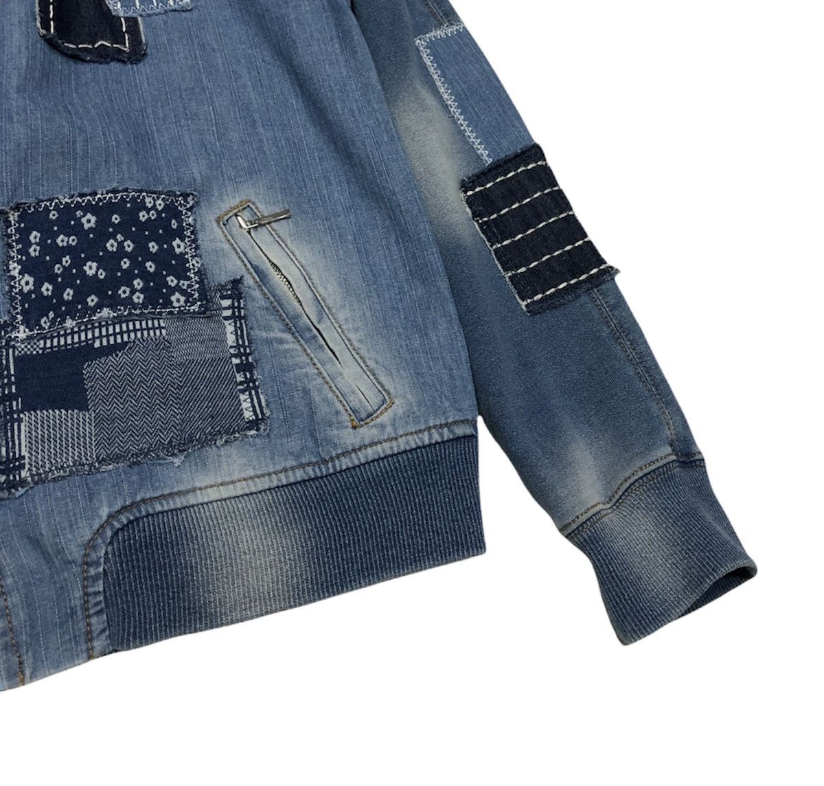 Japanese Brand Goji Ftaliya Patchwork Stretchable Bomber Jacket Size M / US 6-8 / IT 42-44 - 7 Thumbnail