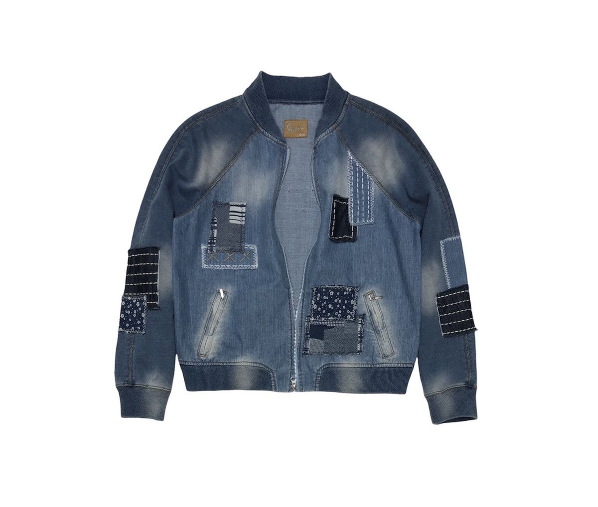 Japanese Brand Goji Ftaliya Patchwork Stretchable Bomber Jacket Size M / US 6-8 / IT 42-44 - 2 Thumbnail