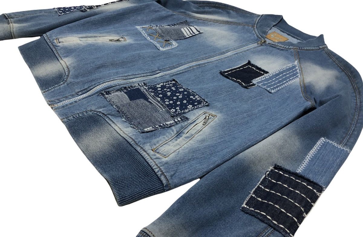 Japanese Brand Goji Ftaliya Patchwork Stretchable Bomber Jacket Size M / US 6-8 / IT 42-44 - 5 Thumbnail