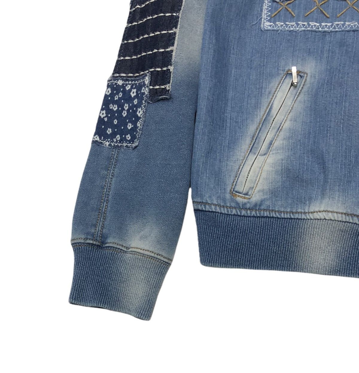 Japanese Brand Goji Ftaliya Patchwork Stretchable Bomber Jacket Size M / US 6-8 / IT 42-44 - 6 Thumbnail