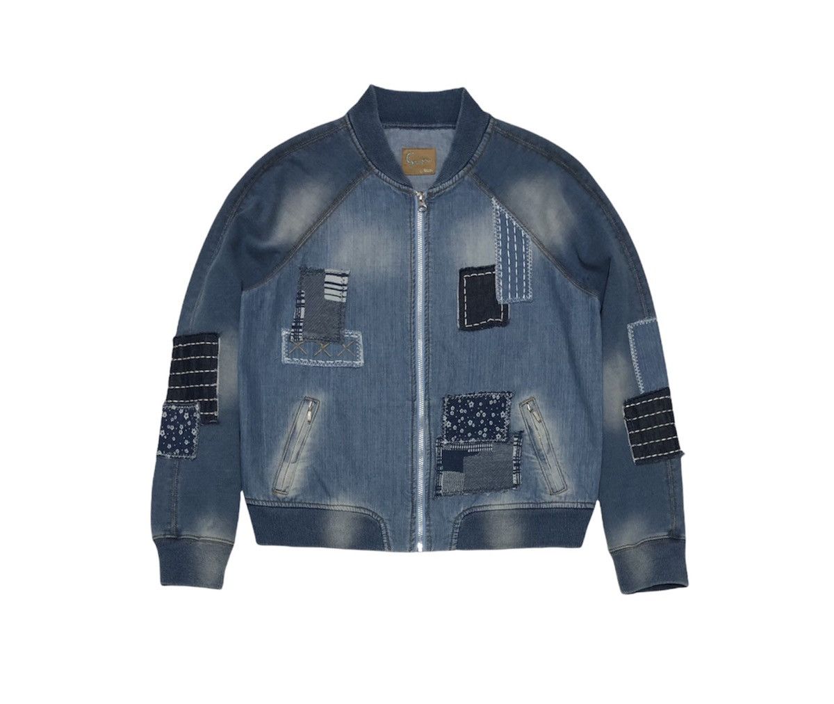 Japanese Brand Goji Ftaliya Patchwork Stretchable Bomber Jacket Size M / US 6-8 / IT 42-44 - 1 Thumbnail