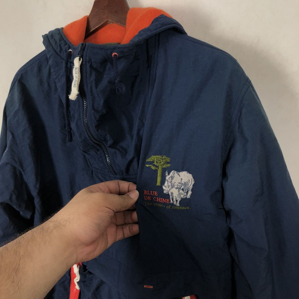 Japanese Brand SURVIVAL JACKET BLUE DE CHINE ANORAK STYLE HOODIE Size US M / EU 48-50 / 2 - 4 Thumbnail