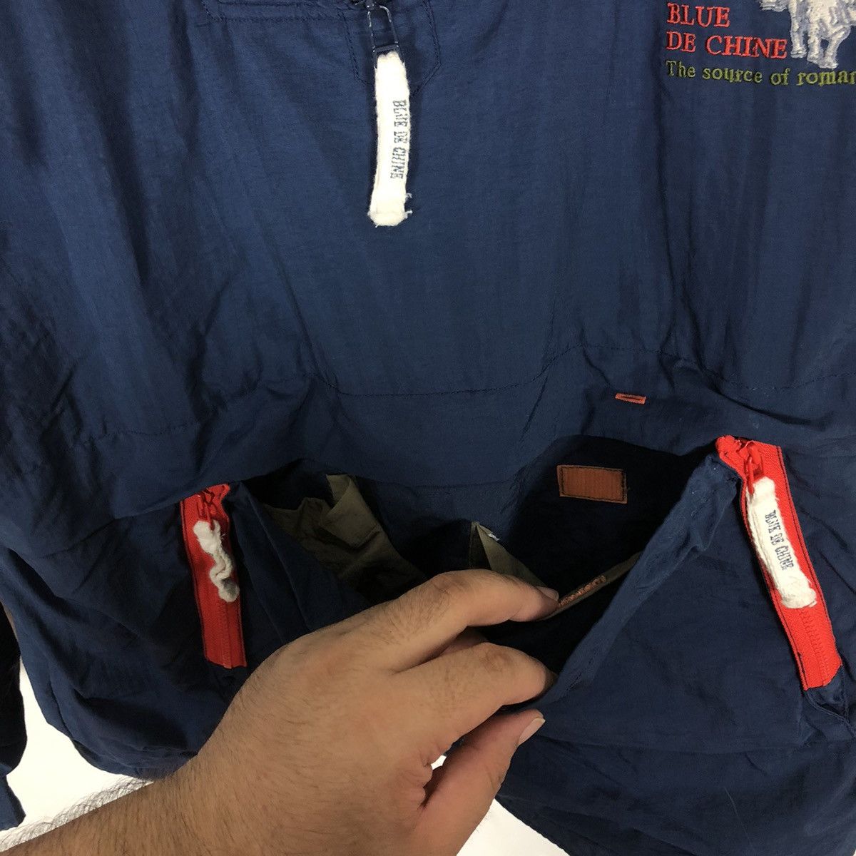 Japanese Brand SURVIVAL JACKET BLUE DE CHINE ANORAK STYLE HOODIE Size US M / EU 48-50 / 2 - 12 Thumbnail