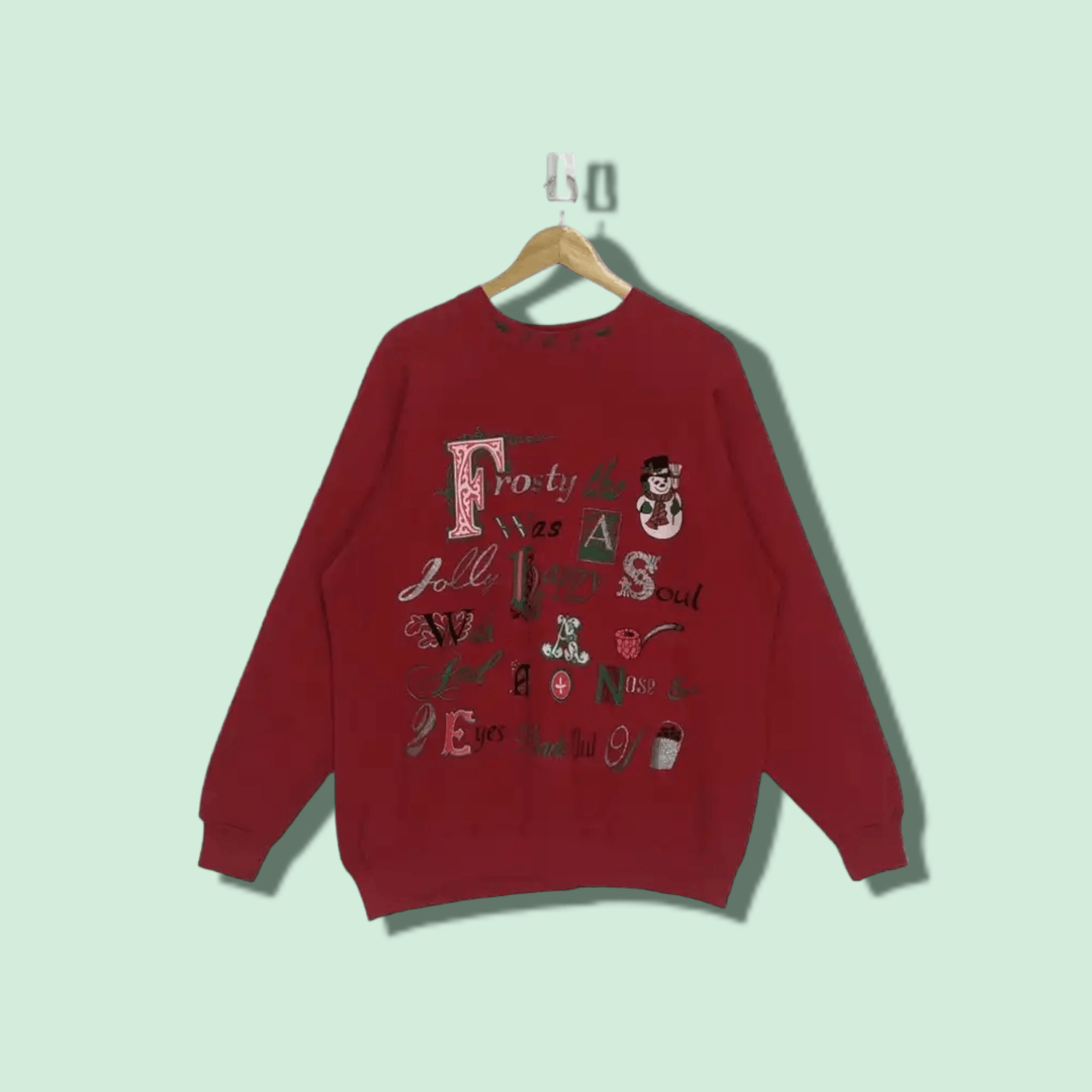Tultex Vintage 90's HAPPY MERRY CHRISTMAS Full Image Sweatshirt Size US L / EU 52-54 / 3 - 1 Thumbnail