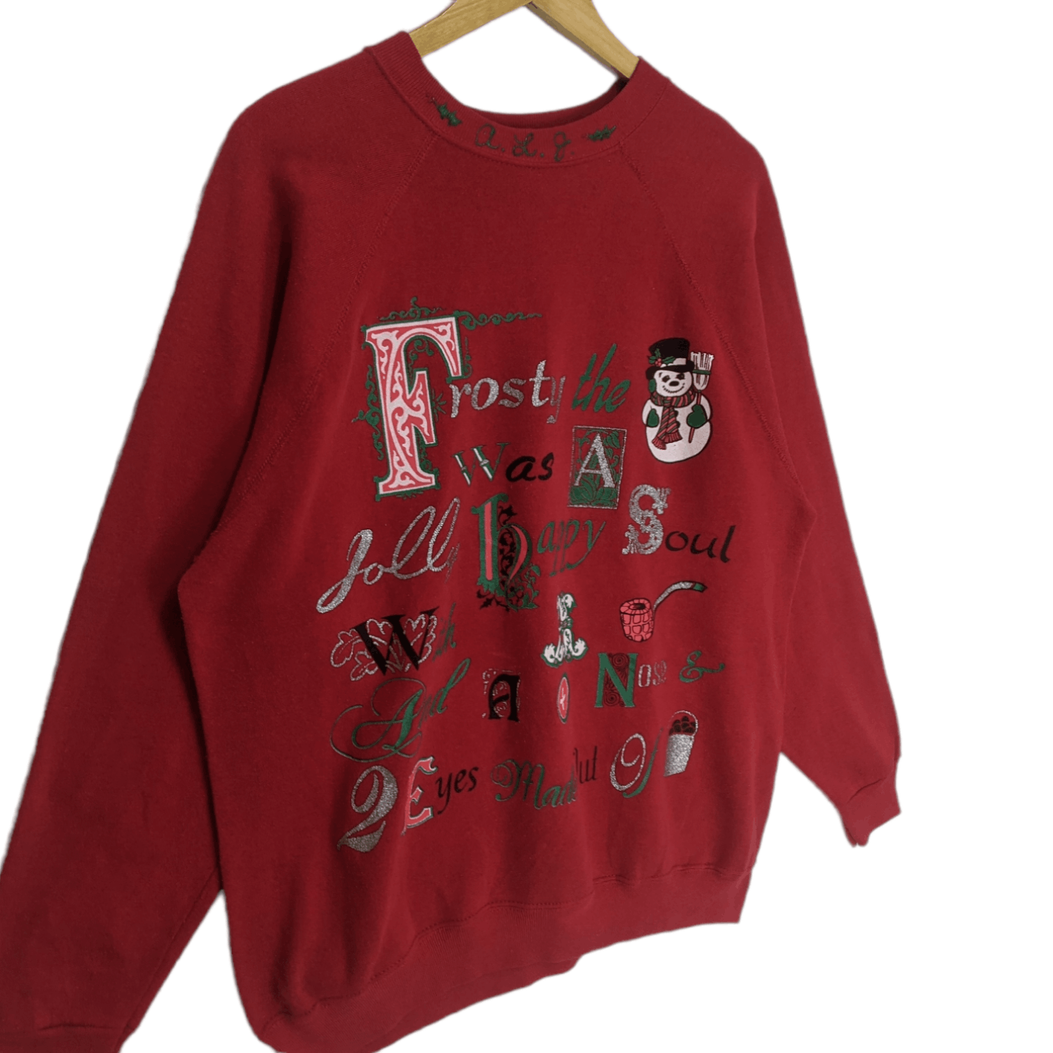 Tultex Vintage 90's HAPPY MERRY CHRISTMAS Full Image Sweatshirt Size US L / EU 52-54 / 3 - 3 Thumbnail